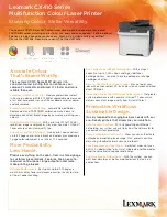 Preview for 1 page of Lexmark CX410 series Specifications