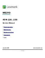 Предварительный просмотр 1 страницы Lexmark MS310 4514-220 Service Manual