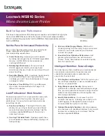 Preview for 1 page of Lexmark MS810de Product Speci?Cations