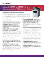 Preview for 1 page of Lexmark MX610de Specifications