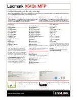 Preview for 2 page of Lexmark X342n Specifications