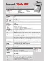 Preview for 2 page of Lexmark X646e MFP Specifications