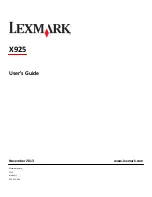 Lexmark X925 User Manual preview