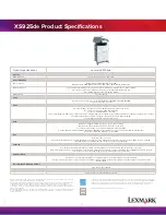 Preview for 8 page of Lexmark XS925de Specifications