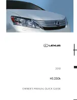 Предварительный просмотр 1 страницы Lexus HS 250h 2010 Owner'S Manual, Quick Manual