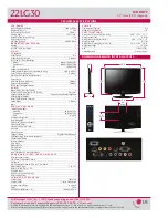 Предварительный просмотр 2 страницы LG 2230 -  - 22" LCD TV Specifications