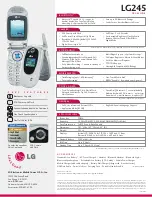 Предварительный просмотр 2 страницы LG 245 Specification Sheet