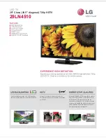 Preview for 1 page of LG 29LN4510 Specification