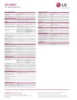 Preview for 2 page of LG 32LK450 Specifications