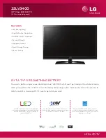 Preview for 1 page of LG 32LV3400 Features And Specifications