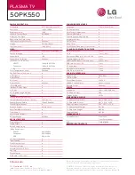 Preview for 2 page of LG 50PK550 Specifications