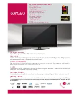 LG 60PG60 - 1080p Plasma Frameless Edge HDTV Specifications preview