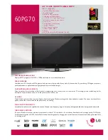 Предварительный просмотр 1 страницы LG 60PG70 Series Specifications