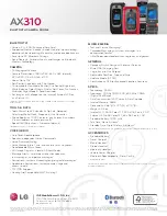 Preview for 2 page of LG AX310 Specification Sheet