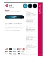 Предварительный просмотр 1 страницы LG BD390 -  Blu-Ray Disc Player Specification Sheet