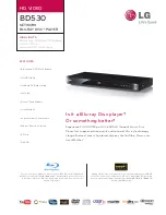 LG BD530 Specifications preview