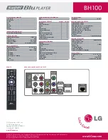 Предварительный просмотр 2 страницы LG BH100 Specification Sheet