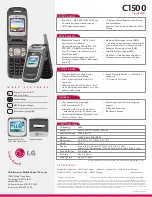 Предварительный просмотр 2 страницы LG C1500 Specification Sheet