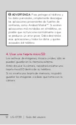 Preview for 12 page of LG E739 (Spanish) Guías Del Usuario Manual