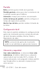 Preview for 92 page of LG E739 (Spanish) Guías Del Usuario Manual