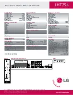 Предварительный просмотр 2 страницы LG LHT754 -  Home Theater System Specifications