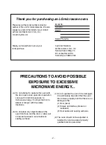 Preview for 2 page of LG LMVM1935SB Owner'S Manual & Cooking Manual