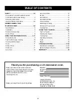 Preview for 2 page of LG LTM9010B Owner'S Manual & Cooking Manual