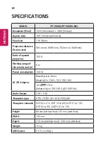 Preview for 40 page of LG Minibeam Pro PF1500W Owner'S Manual