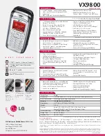 Preview for 2 page of LG MINISD VX9800 Specifications