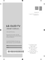 LG OLED55G2 Series Owner'S Manual предпросмотр