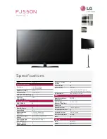 LG PJ550N Specifications preview