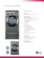 LG Steam Dryer DLEX2550 Series Specfications предпросмотр