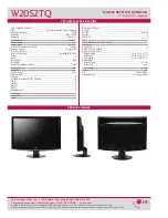 Preview for 2 page of LG W2052TQ -  - 20" LCD Monitor Specification Sheet