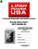 Preview for 2 page of LIFAN	 Power USA Energy Storm ESI-7000iER-EFI Operating Instructions And Owner'S Manual