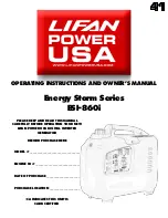 Предварительный просмотр 41 страницы LIFAN	 Power USA Energy Storm ESI-860i-CA Operating Instructions And Owner'S Manual