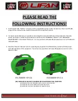 Preview for 4 page of LIFAN	 Power USA ENERGY STORM ESI2500iER-EFI-CA Operating Instructions And Owner'S Manual