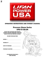 Preview for 2 page of LIFAN	 Power USA LFQ2130-CA Operating Instructions Manual