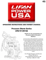 Preview for 45 page of LIFAN	 Power USA LFQ2130-CA Operating Instructions Manual