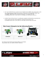 Preview for 6 page of Lifan LFQ3690-CA Operating Instructions And Owner'S Manual