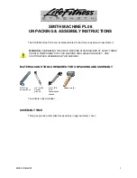 Life Fitness Smith Machine PL06 Assembly Instructions Manual preview