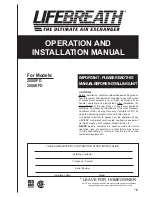 Lifebreath 2500EFD Operation And Installation Manual предпросмотр