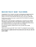 Preview for 2 page of Lifescan One Touch Basic Plus Owner'S Booklet