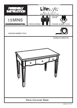 Preview for 1 page of Lifestyle Furniture Paris Console Table Assembly Instruction Manual