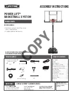 Предварительный просмотр 1 страницы Lifetime POWER LIFT 90675 Assembly Instructions Manual