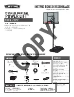 Предварительный просмотр 2 страницы Lifetime POWER LIFT 90757 Assembly Instructions Manual