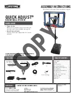 Lifetime QUICK ADJUST 90023 Assembly Instructions Manual предпросмотр