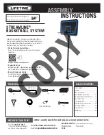 Preview for 1 page of Lifetime STREAMLINE BASKETBALL SYSTEM Assembly Instructions Manual