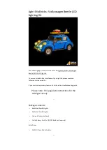 Предварительный просмотр 1 страницы LIGHT MY BRICKS Volkswagen Beetle LED Lighting Kit Manual