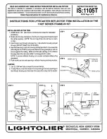 Preview for 1 page of Lightolier 1102T series Instructions For Maintenance Reference