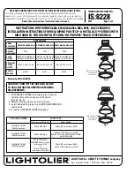 Preview for 2 page of Lightolier 8228 Instructions For Maintenance Reference